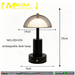 MG‑HD‑056 rechargeable mushroom table‑lamp touch‑control 3‑colour stepless‑dimming transparent‑dome black‑gold metal‑frame MEGA LIGHTING South Africa