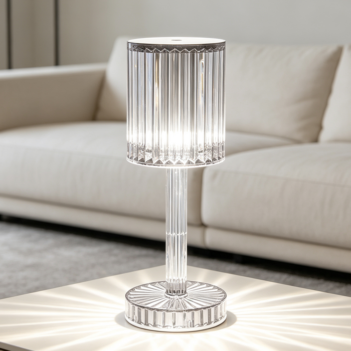 MG-JMX23924/1T Rechargeable Ribbed Crystal Projection Table Lamp, 3-Colour LED cordless decorative table lamp, MEGA LIGHTING South Africa