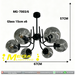 MG‑7003/6 6‑light chandelier smoked dimpled glass full matte black two‑tier curved arms W67×H57cm MEGA LIGHTING South Africa