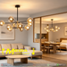 MG‑7005/10 Sputnik 10‑light chandelier smoke mirror glass black gold frame high ceiling villa foyer MEGA LIGHTING South Africa