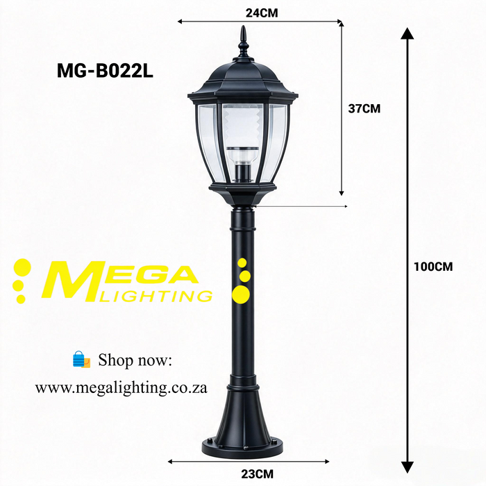 MG‑B022L 100cm vintage garden post‑light IP65‑waterproof classic lantern E27 ground‑mount lamp MEGA LIGHTING South Africa