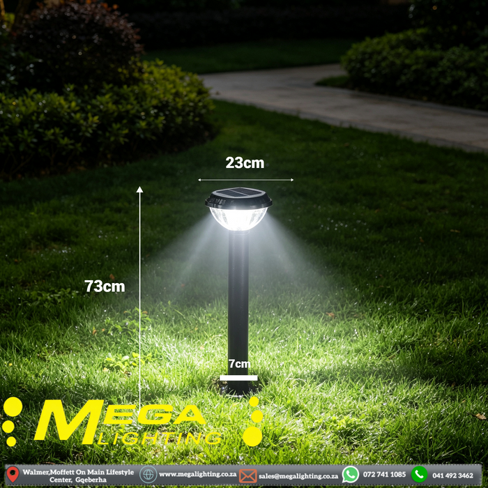 Main image: Black 73cm solar garden bollard light, solar powered outdoor pathway light for garden landscaping MEGA LIGHTING South Africa