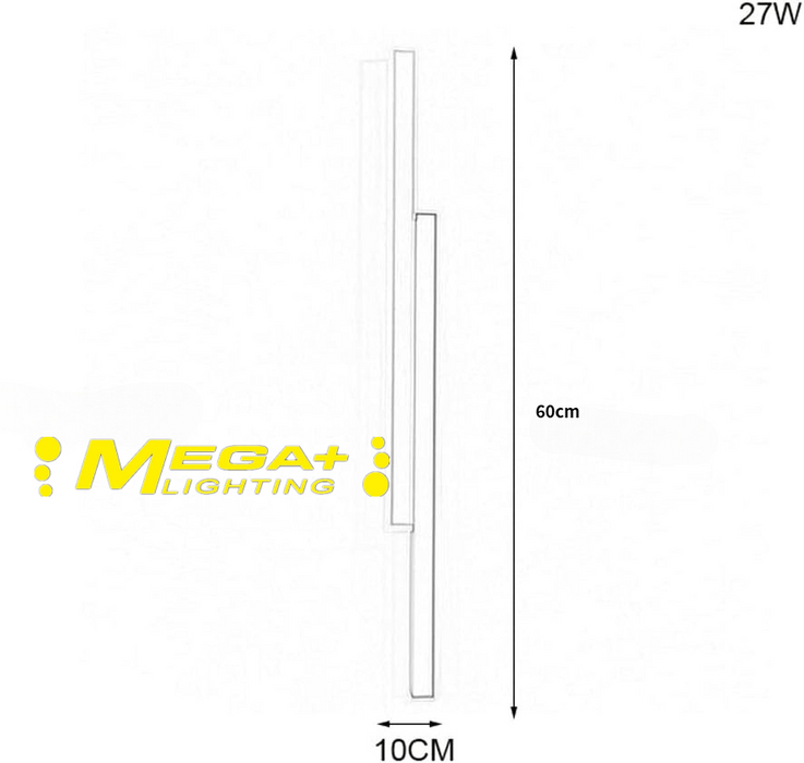 Minimalist two-bar LED wall sconce, 60cm height, 10cm width, matte black and white finish – Mega Lighting
