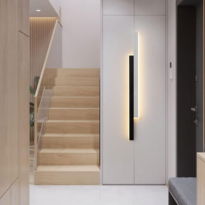 Minimalist two-bar LED wall sconce, 60cm height, 10cm width, matte black and white finish – Mega Lighting