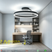 Black circular LED ceiling light with adjustable CCT (3000K/4000K/6500K) mounted in a modern dining room, minimalist design, 50cm diameter, South Africa.