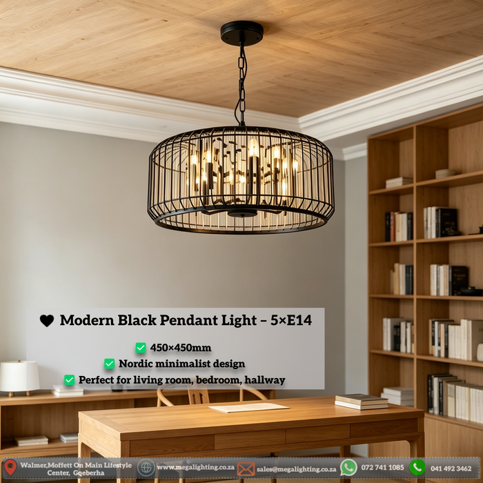 5xE14-modern-black-pendant-light-nordic-square-ceiling-light-mega-lighting-south-africa
