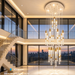 Waterfall Bubble Crystal Chandelier, 23+4 LED, 2.5m adjustable height, 3 colour modes, polished gold bubble crystal tube staircase light MEGA LIGHTING South Africa