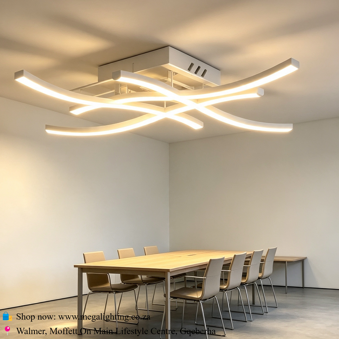 MG-JMX23325/4X Modern Curved 4-Arm LED Ceiling Light, 3 colour switchable flush mount ceiling lamp for living room bedroom hallway, Mega Lighting South Africa