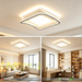 50x50cm MEGA LIGHTING modern layered wavy LED ceiling light with warm white lighting, three-tiered wavy frame, installed in a cozy living room setting