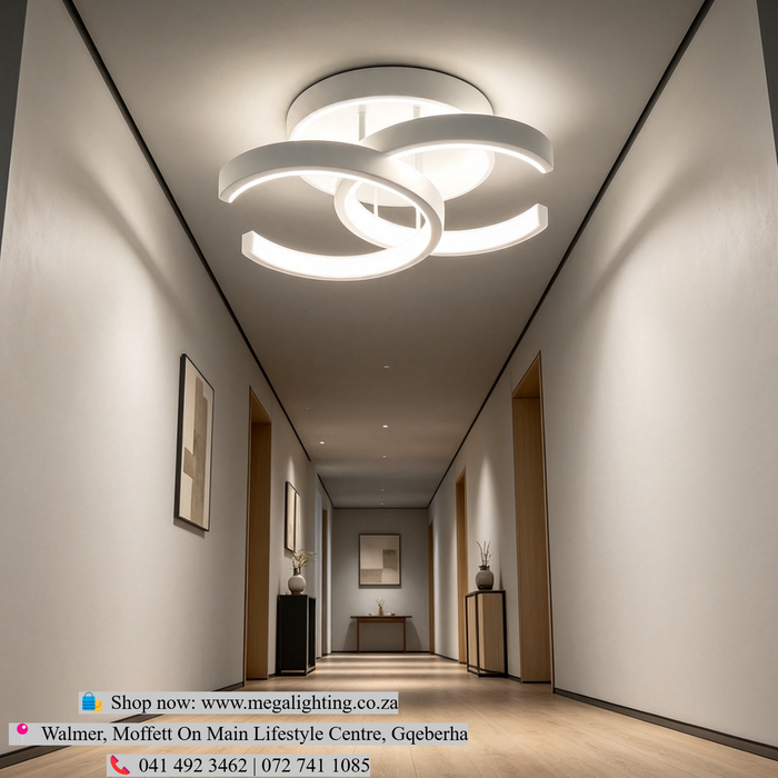 Modern Multi-Curved Interlocking C-Ring LED Ceiling Light L26×W19cm 3-colour switchable MEGA LIGHTING South Africa
