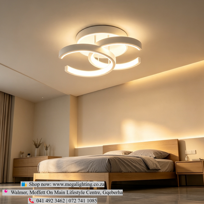 Modern Multi-Curved Interlocking C-Ring LED Ceiling Light L26×W19cm 3-colour switchable MEGA LIGHTING South Africa