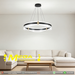 MG‑8352‑500 modern ring LED pendant light 50cm black‑gold frame clear acrylic shade adjustable 100cm height MEGA LIGHTING South Africa
