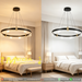 MG‑8352‑500 modern ring LED pendant light 50cm black‑gold frame clear acrylic shade adjustable 100cm height MEGA LIGHTING South Africa
