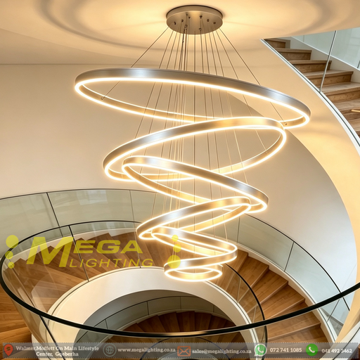 Modern ring LED pendant light 7 sizes 30‑120cm 3‑color switchable adjustable height MEGA LIGHTING South Africa