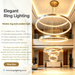 Modern ring LED pendant light 7 sizes 30‑120cm 3‑color switchable adjustable height MEGA LIGHTING South Africa