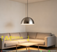 Modern silver dome pendant light with 36cm wide shade, 100cm adjustable cord and E27 lamp base, polished silver decorative hanging lamp for dining table kitchen island bar counter, MEGA LIGHTING South Africa