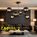 MG‑7006/6 modern Sputnik 6‑light pendant light smoke‑tinted glass black‑gold frame 60×50cm MEGA LIGHTING South Africa