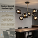 MG‑7006/6 modern Sputnik 6‑light pendant light smoke‑tinted glass black‑gold frame 60×50cm MEGA LIGHTING South Africa