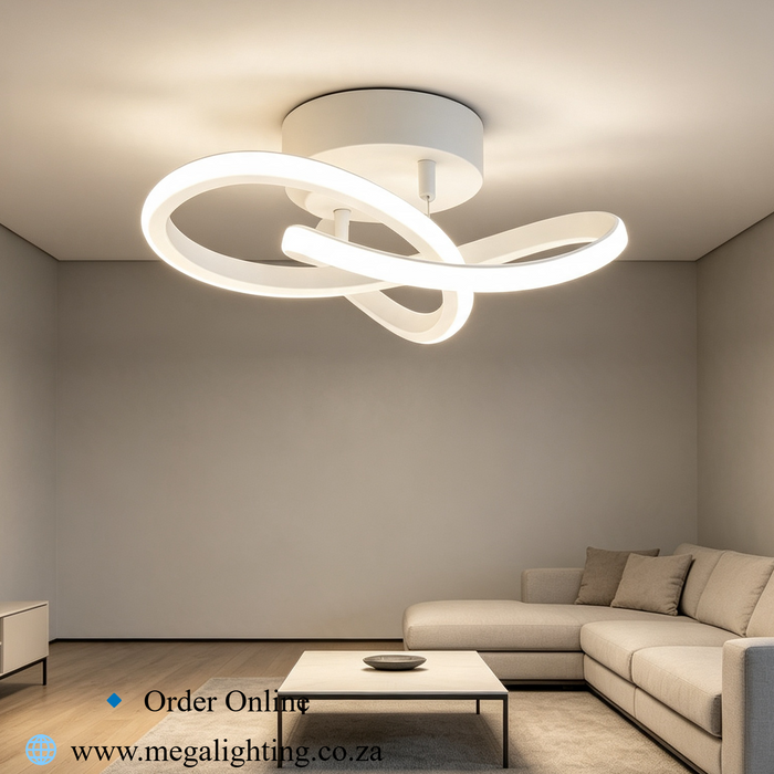 Modern Swirl LED Ceiling Light 25cm flush‑mount 3‑colour changing for low ceilings MEGA LIGHTING South Africa