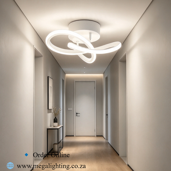 Modern Swirl LED Ceiling Light 25cm flush‑mount 3‑colour changing for low ceilings MEGA LIGHTING South Africa