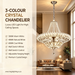 Modern 3‑Colour Changing LED Crystal Chandelier 48cm Diameter for Living Room Hall MEGA LIGHTING South Africa