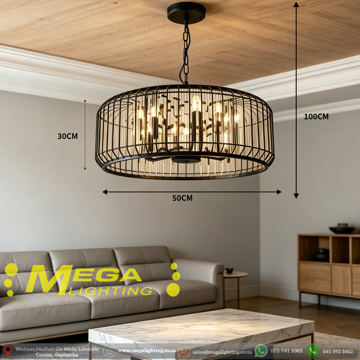 5×E14 Modern Black Pendant Light – Nordic Style Square Ceiling Light | MEGA LIGHTING