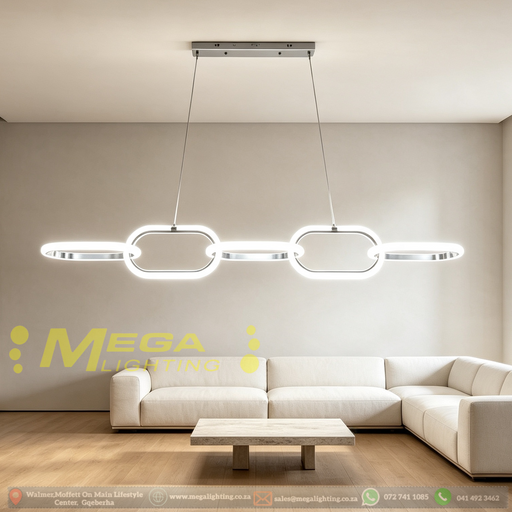 Modern Chain‑Link LED Pendant Light wrought iron acrylic 3‑colour switchable adjustable height 100cm for dining living bedroom MEGA LIGHTING South Africa
