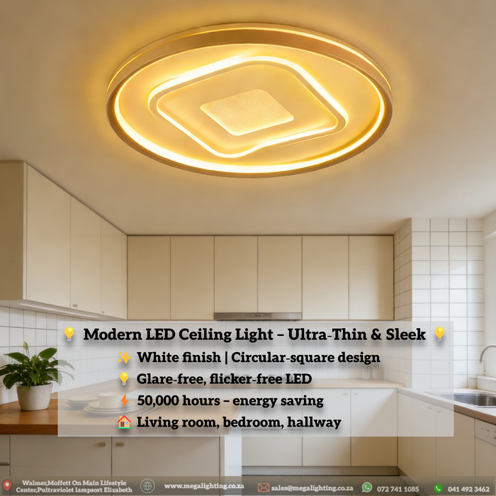 Modern LED Ceiling Light | Sleek Minimalist Flush Mount Lamp for Living Room & Bedroom | South Africa | MEGA LIGHTING
