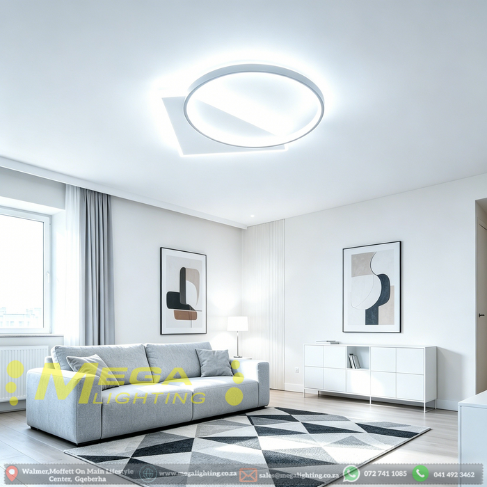 Modern Dual-Shape LED Ceiling Light – 50x50cm | Round & Square Dual-Design for Living Room, Bedroom & Dining Area | MEGA LIGHTING