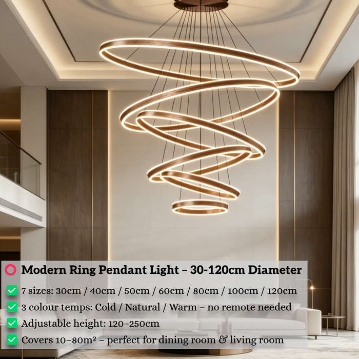 7-Ring Modern Pendant Chandelier For High Ceiling, Dining & Living Room South Africa | Mega Lighting