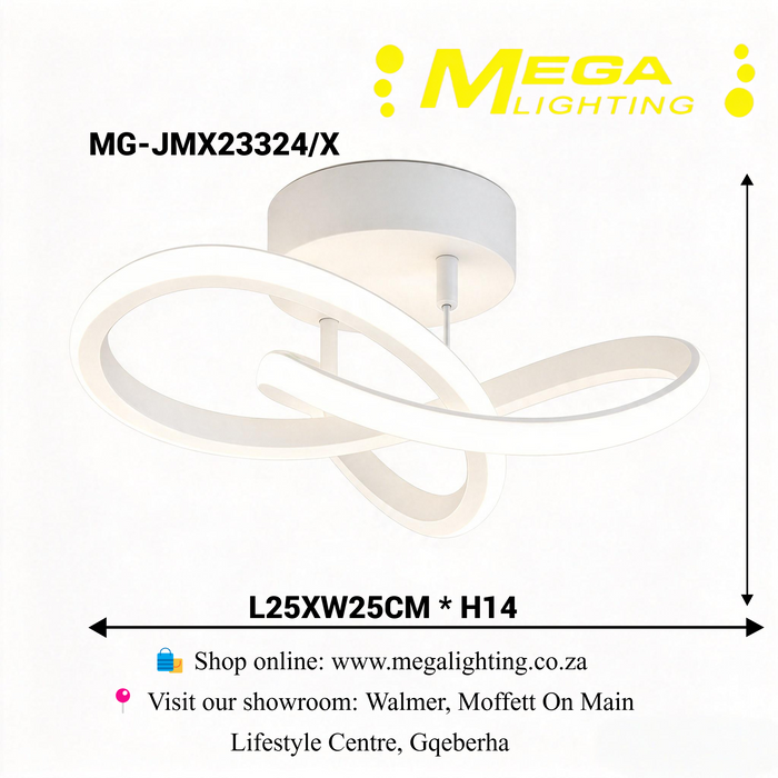 Modern Swirl LED Ceiling Light 25cm flush‑mount 3‑colour changing for low ceilings MEGA LIGHTING South Africa