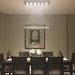Modern rectangle crystal LED chandelier L80×W30×H80cm, 3-colour dimmable 3000K 4000K 6500K adjustable hanging height luxury pendant lamp for dining room living room, MEGA LIGHTING South Africa