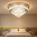 60cm luxury multi‑layer crystal flush mount chandelier, 3‑colour switchable LED polished chrome MEGA LIGHTING South