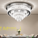 60cm luxury multi‑layer crystal flush mount chandelier, 3‑colour switchable LED polished chrome MEGA LIGHTING South