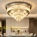 60cm luxury multi‑layer crystal flush mount chandelier, 3‑colour switchable LED polished chrome MEGA LIGHTING South