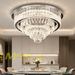 60cm luxury multi‑layer crystal flush mount chandelier, 3‑colour switchable LED polished chrome MEGA LIGHTING South
