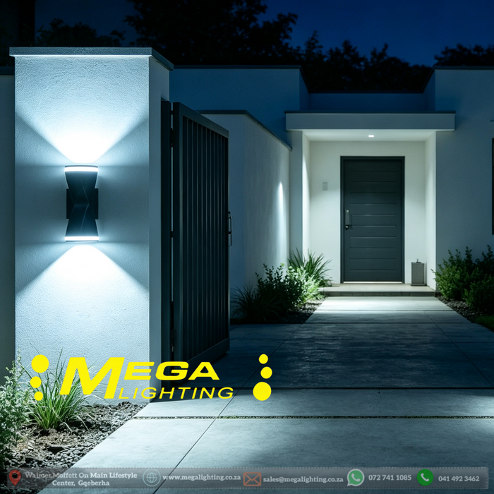 MG‑TL‑2072 twisted‑modern outdoor LED up‑down wall light waterproof solid‑metal exterior sconce MEGA LIGHTING South Africa