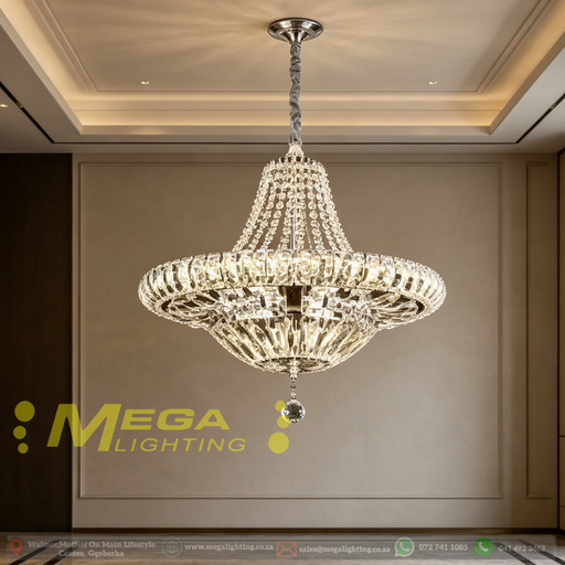 Modern 3‑Colour Changing LED Crystal Chandelier 48cm Diameter for Living Room Hall MEGA LIGHTING South Africa