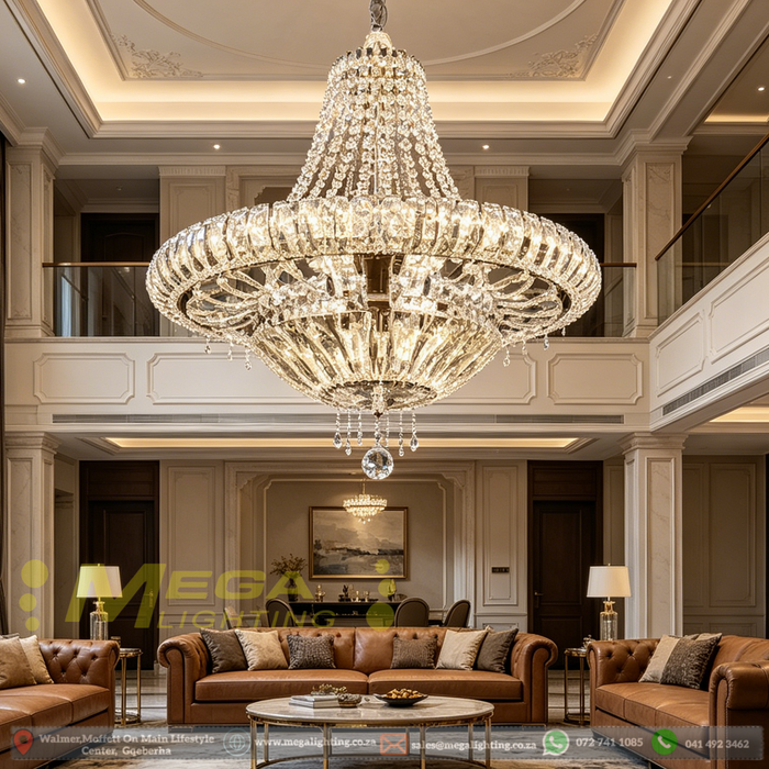 Modern 3‑Colour Changing LED Crystal Chandelier 48cm Diameter for Living Room Hall MEGA LIGHTING South Africa