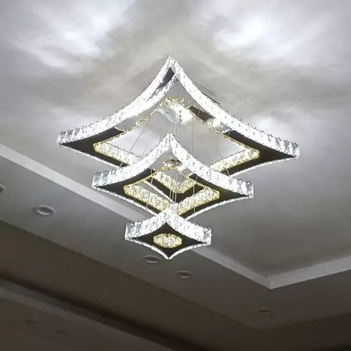 Modern Crystal Led Chandelier Lights Home Lighting Chrome Lustre Chandeliers Ceiling Pendant Fixtures Compatible with Living Room,Modern Chandelier Light (2Rings D50Xd30Cm Changeable)/D49*35