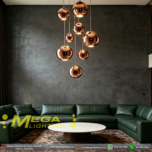 7-Ball Stairwell Long Chandelier | Modern Minimalist Glass Ceiling Lamp | South Africa | MEGA LIGHTING