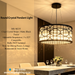 Luxury round crystal pendant‑light matte‑black metal clear vertical‑crystal‑strips adjustable suspension 3xE27 MEGA LIGHTING South Africa