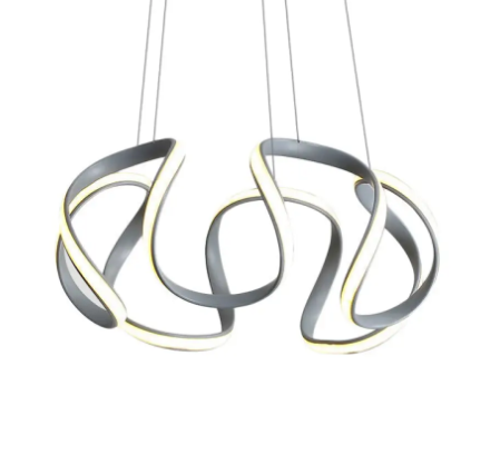 Modern Silver Chandelier with Wave Acrylic Shade - 3/5/6 Lights Dining Room Pendant Light (White/Warm Light)