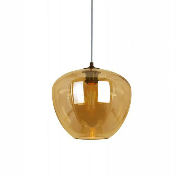 Modern Vintage Glass Globe Pendant Light Smoked Amber Shade with Antique Brass Ceiling Lamp