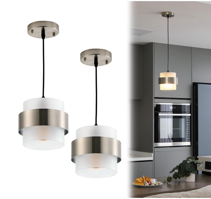 gold Cylindrical Smoke Glass Pendant Light