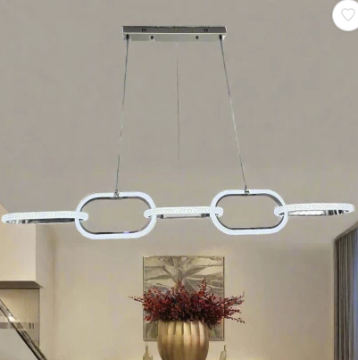 5Square light Modern LED Chandelier, Nordic Simple Square Light,  Silver Modern Hanging Light, for Dining Room, Modern Ceiling Lamp, Living Room LED Pendant Light 3 Colors in 1
