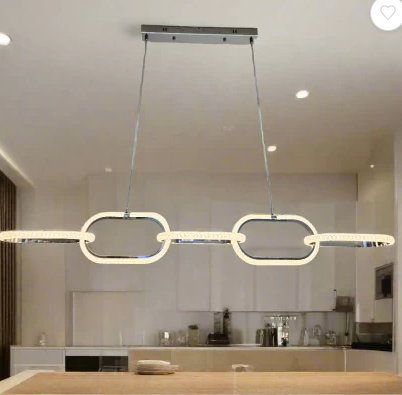 5Square light Modern LED Chandelier, Nordic Simple Square Light,  Silver Modern Hanging Light, for Dining Room, Modern Ceiling Lamp, Living Room LED Pendant Light 3 Colors in 1