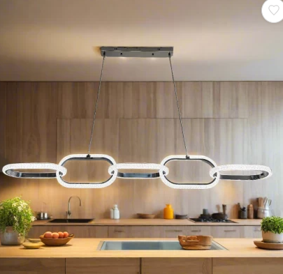 5Square light Modern LED Chandelier, Nordic Simple Square Light,  Silver Modern Hanging Light, for Dining Room, Modern Ceiling Lamp, Living Room LED Pendant Light 3 Colors in 1