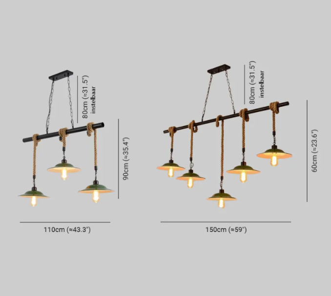 Black Barn Rope Swing Pendant Light 3-light sources