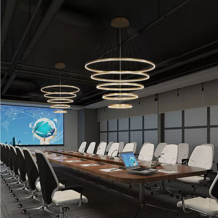 5Ring lights Big Round LED Chandelier Villa Stairs Ring Pendant Light Loft Ceiling Lamp